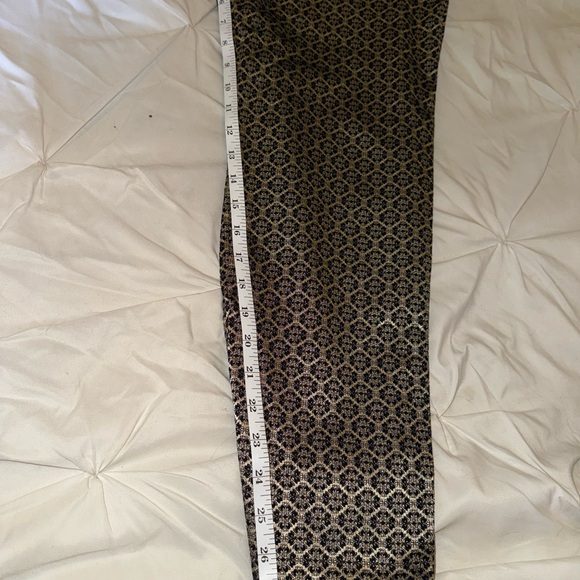 Ann Taylor Black and Gold Jacquard Pants Size 8 - Picture 10 of 11